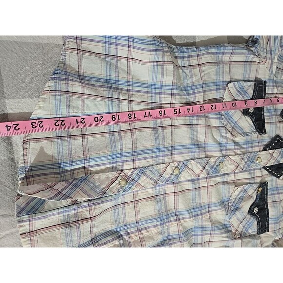Vigoss Plaid Western Shirt,‎ Pearl Snaps denim, plaid size M - Picture 9 of 12